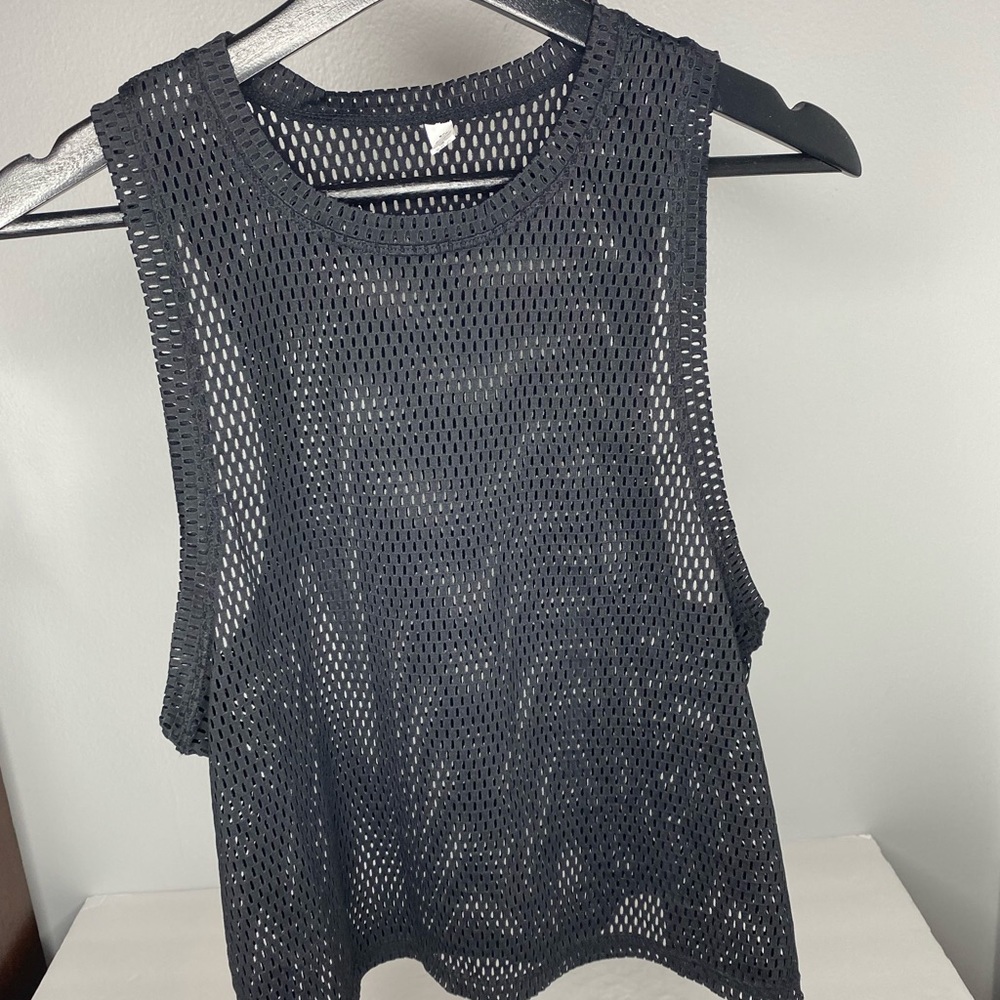 SOUL BY SOULCYCLE Tina Mesh Tank Top in Black XS